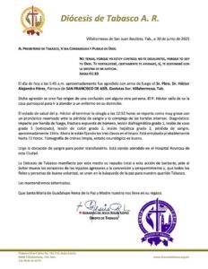 Atacan a balazos a párroco en Villahermosa, Tabasco