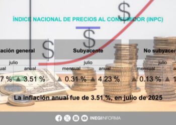 La inflación en México se desacelera a 3,51% en julio: INEGI.