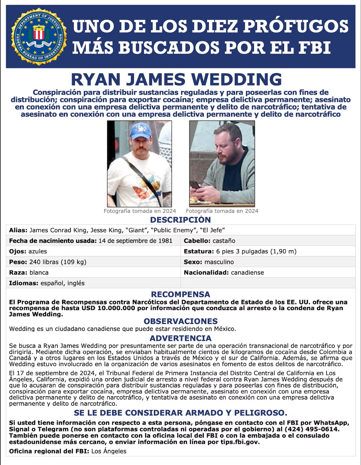FBI busca en CDMX y Edomex a exexatleta y narcotraficante Ryan James Wedding