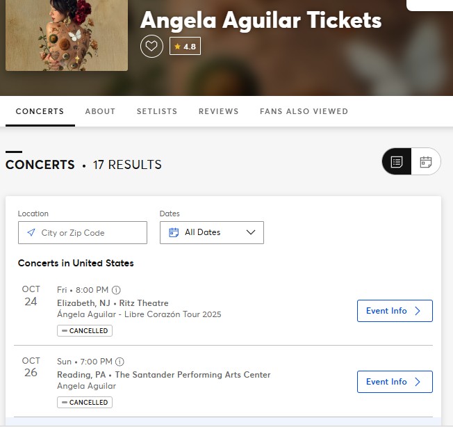 Ángela Aguilar cancela conciertos en EU