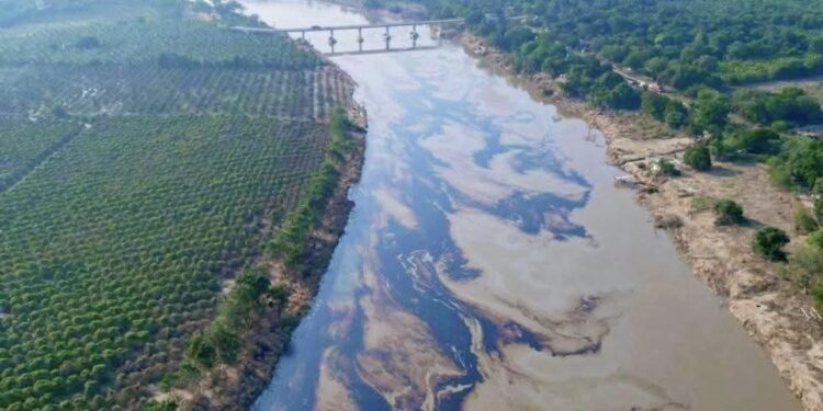 Tras derrame de petróleo en río Pantepec, Pemex activa plan de contingencia