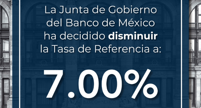 En última decisión de Banxico, tasa llegará a 7%, tras ocho recortes.