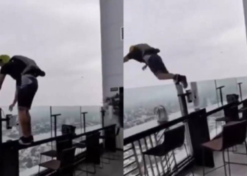 Hombre salta en paracaídas desde rascacielos de Guadalajara sin autorización (VIDEO)