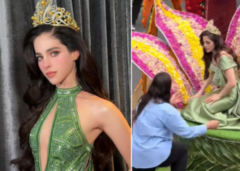 Fátima Bosch sufre desmayo durante desfile en Ecuador (VIDEO)