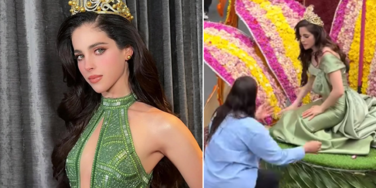 Fátima Bosch sufre desmayo durante desfile en Ecuador (VIDEO)