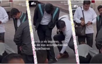 ¡Y la humildad! Polémico video muestra cómo le limpian los zapatos al presidente de SCJN