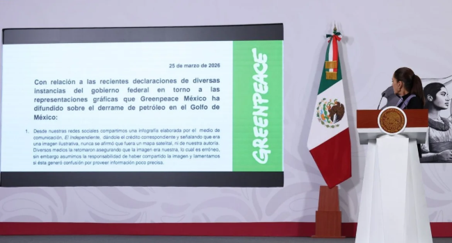 Sheinbaum rechaza imagen de derrame: “Greenpeace no tiene datos científicos”.