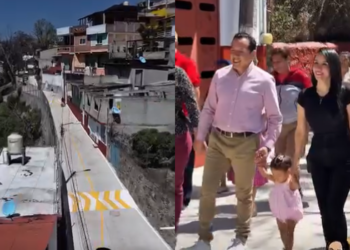 Michelle Núñez entrega obra de calle Tulipanes en Valle de Bravo.