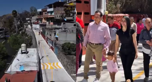 Michelle Núñez entrega obra de calle Tulipanes en Valle de Bravo.