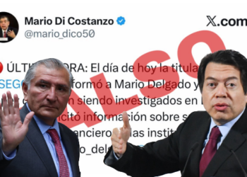 ¡Es FALSA! La investigación en EU contra Mario Delgado y Adán Augusto.
