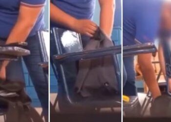 VIDEO exhibe a maestros robando pertenencias y dinero de las mochilas de sus alumnos