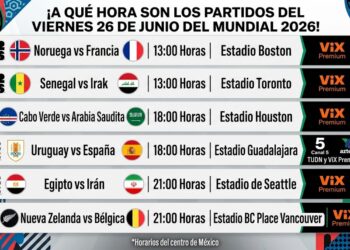 Partidos que se juegan este viernes 26 de junio en el Mundial 2026