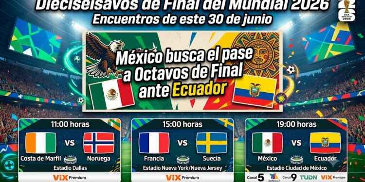 Dieciseisavos de Final: Partidos que se jugarán este 30 de junio