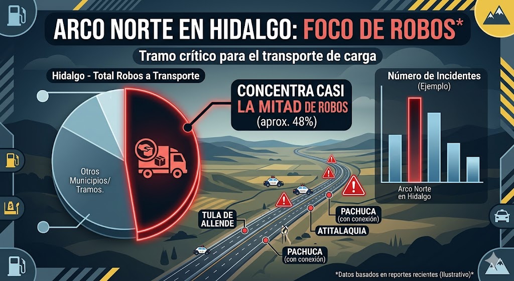 Arco Norte en Hidalgo concentra casi la mitad de los robos; delitos siguen al alza 