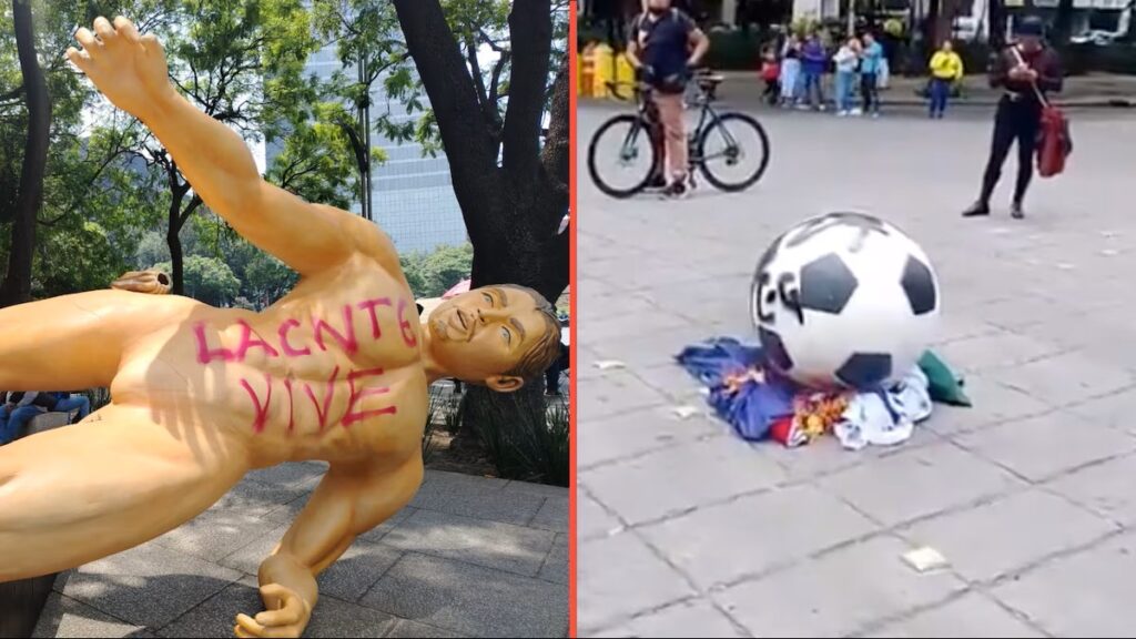Protesta de la CNTE escala: derriban y queman estatuas del Mundial 2026 en Reforma