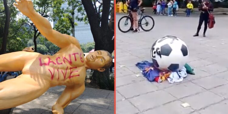 Protesta de la CNTE escala: derriban y queman estatuas del Mundial 2026 en Reforma