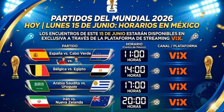Mundial: Partidos del lunes 15 de junio; horarios México
