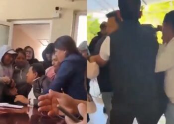 Entre empujones, pobladores retienen al alcalde de San Salvador (VIDEO).