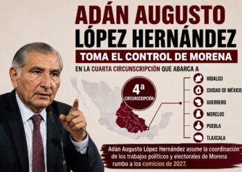 Adán Augusto toma el control de Morena en Hidalgo rumbo al choque electoral de 2027