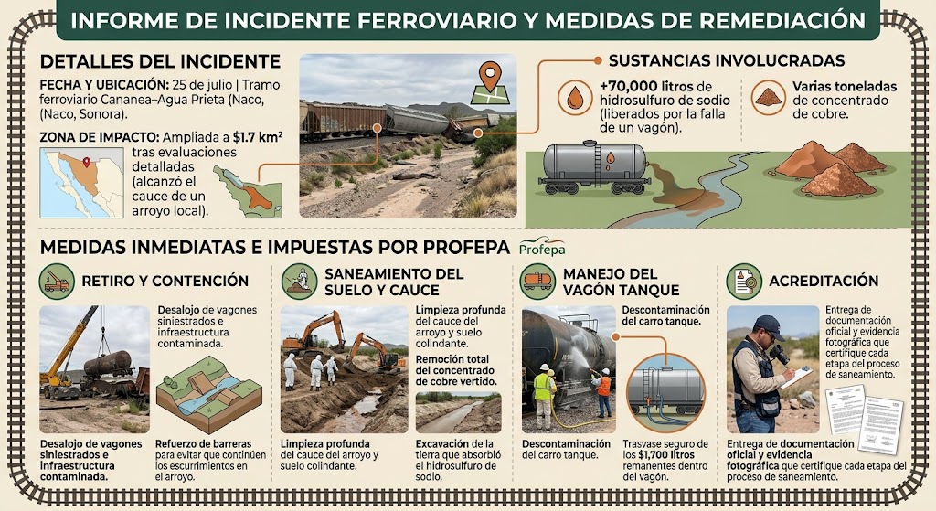 Obligan a Ferromex a sanear 1.7 km2 contaminados en Sonora